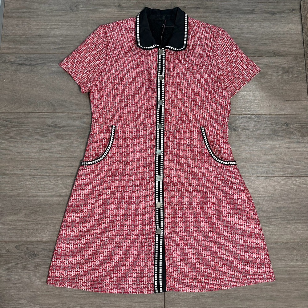 Renati style Tweed Shift Dress with Contrast Trim - Picture 3 of 8